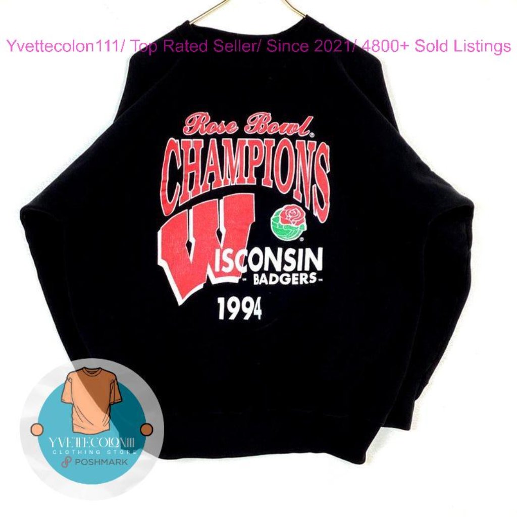 Wisconsin Badgers 1994 Black Rose Bowl Ncaa Sweatshirt Shirt Black